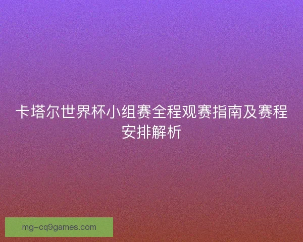 卡塔尔世界杯小组赛全程观赛指南及赛程安排解析